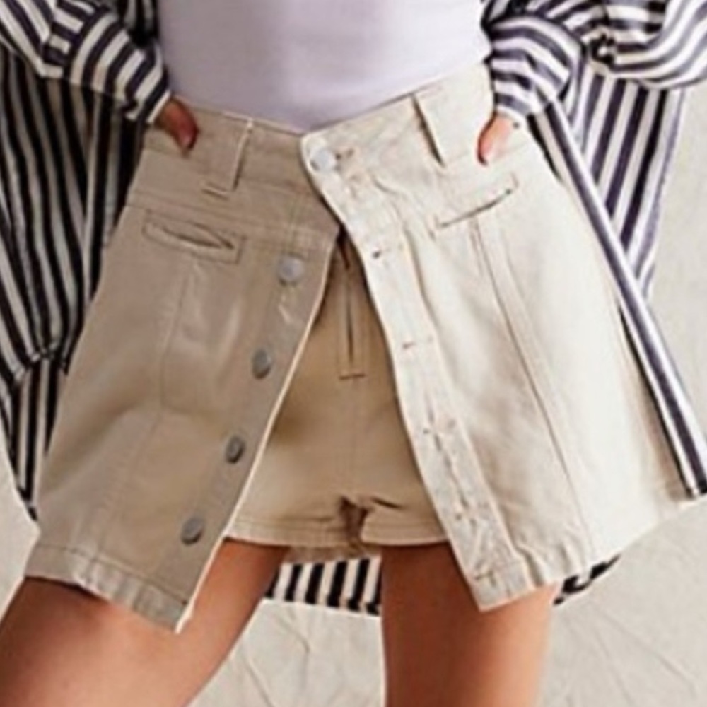 We The Free Midnight Sun Mid Rise Skort Beige Size 27 NWT
